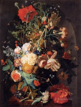 Jarrón de flores en una hornacina 2 Jan van Huysum Pinturas al óleo